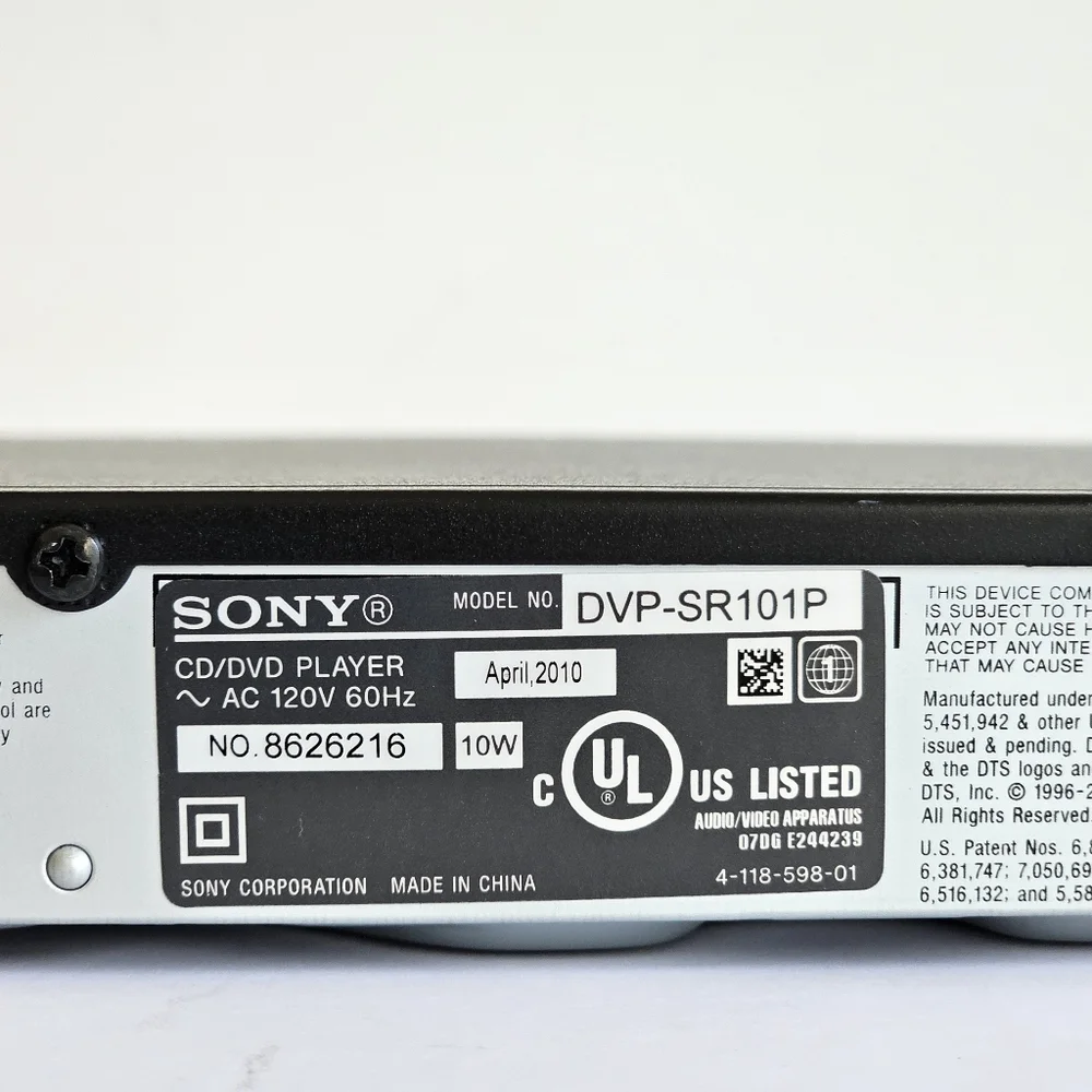 Sony Black CD/ DVD Player DVP-SR101P